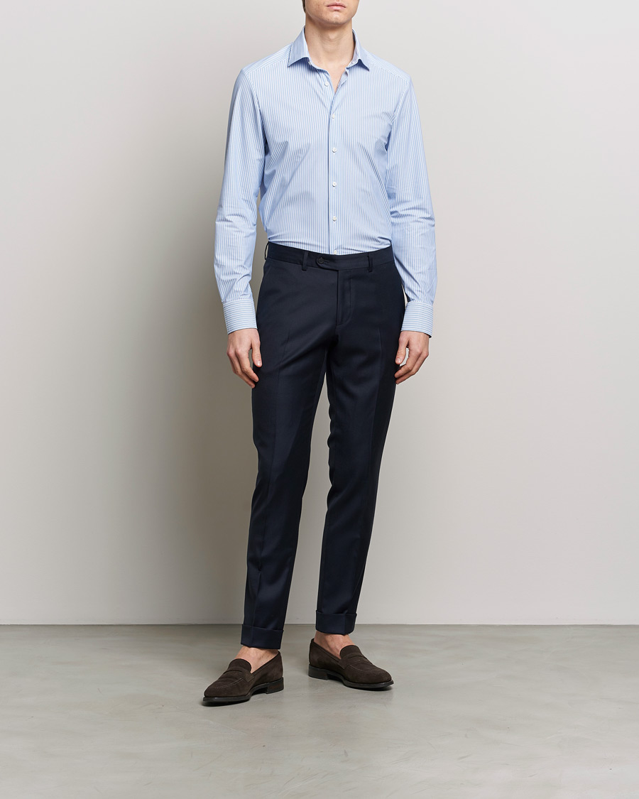 Herre | Skjorter | Stenströms | Slimline Striped Cut Away 4-Way Stretch Shirt Blue