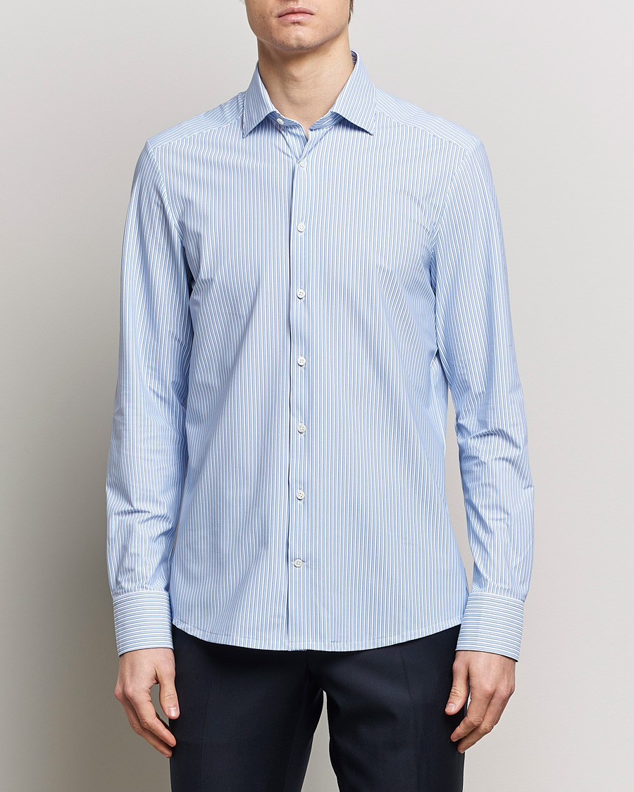 Herre | Skjorter | Stenströms | Slimline Striped Cut Away 4-Way Stretch Shirt Blue