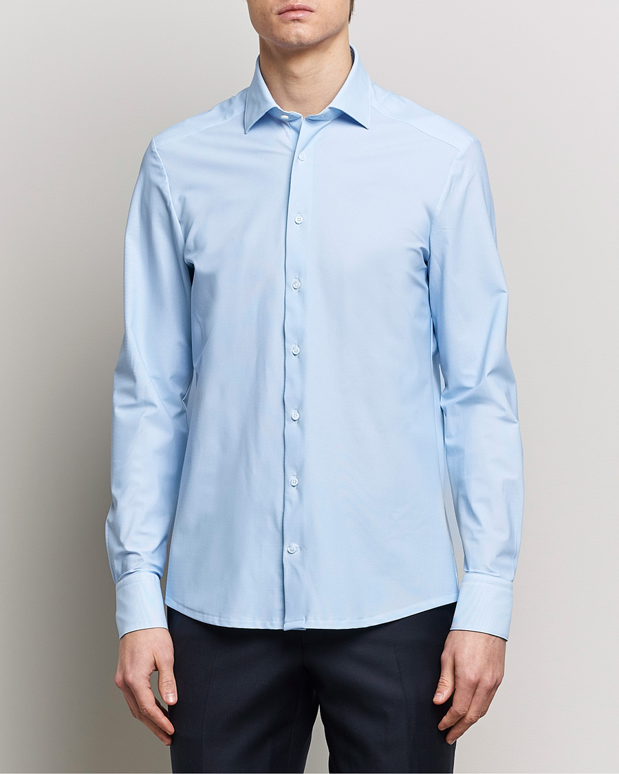 Herre | Skjorter | Stenströms | Slimline Micro Check Cut Away 4-Way Stretch Shirt Blue