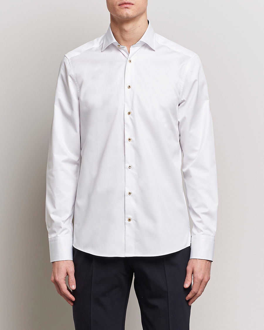 Herre | Skjorter | Stenströms | Slimline Cut Away Circle Contrast Shirt White
