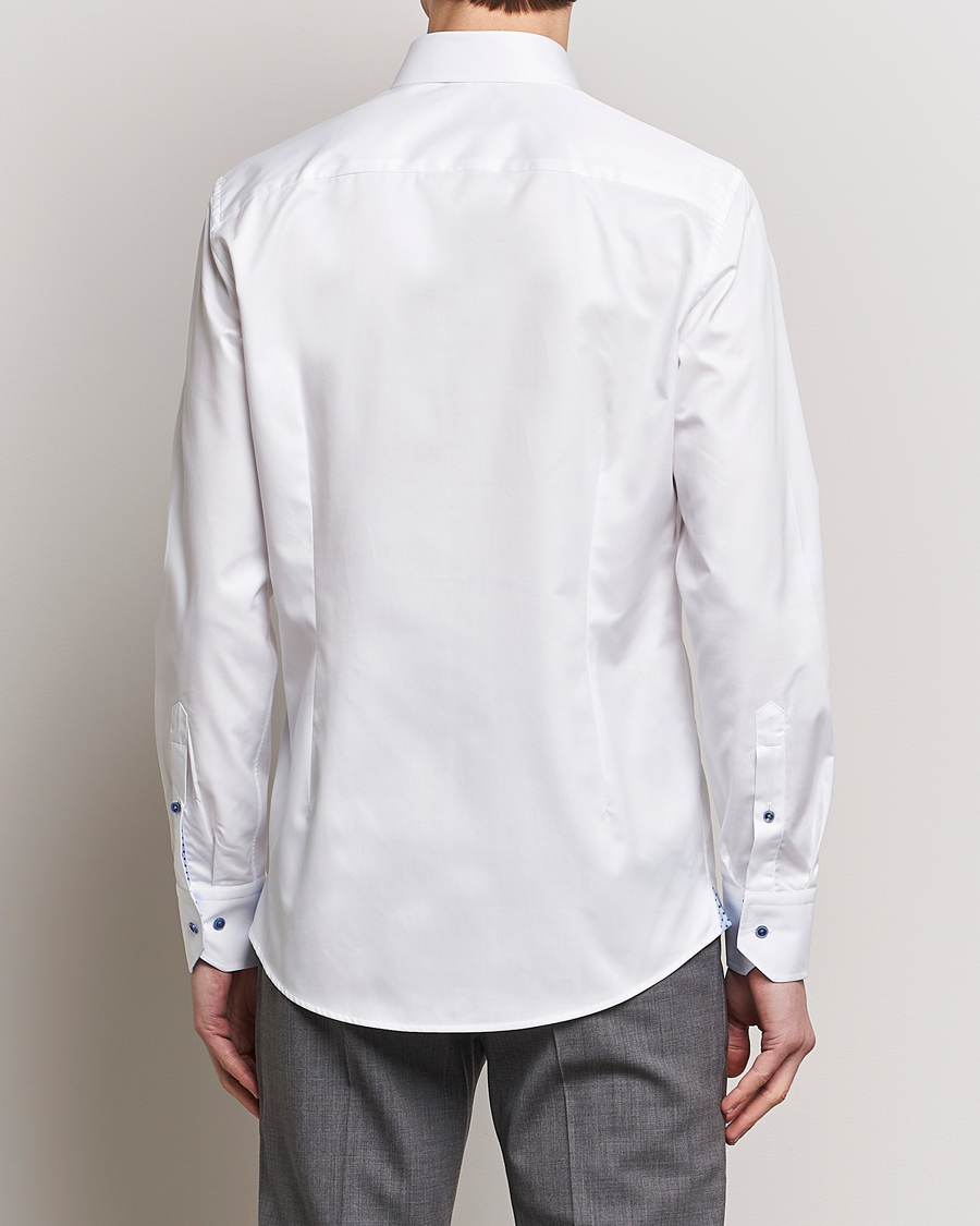Herre | Skjorter | Stenströms | Slimline Cut Away Print Contrast Shirt White