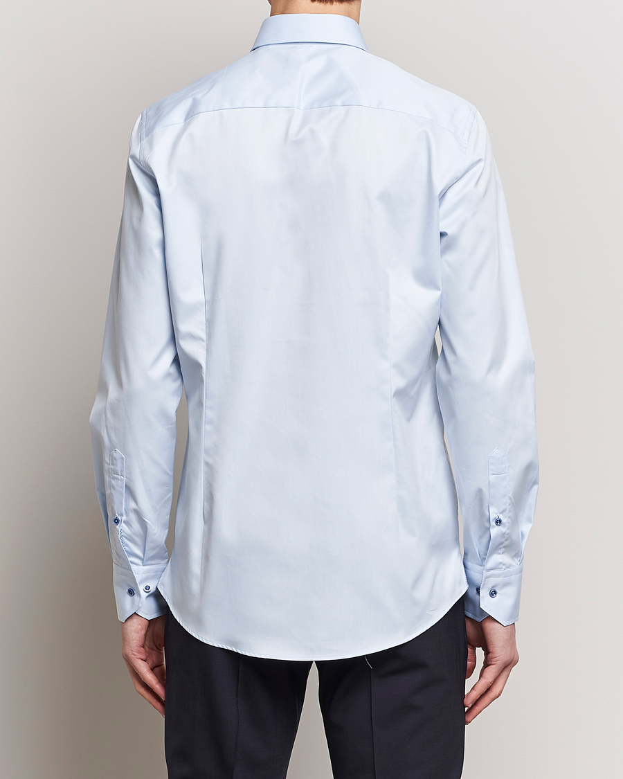 Herre | Skjorter | Stenströms | Slimline Cut Away Print Contrast Shirt Light Blue