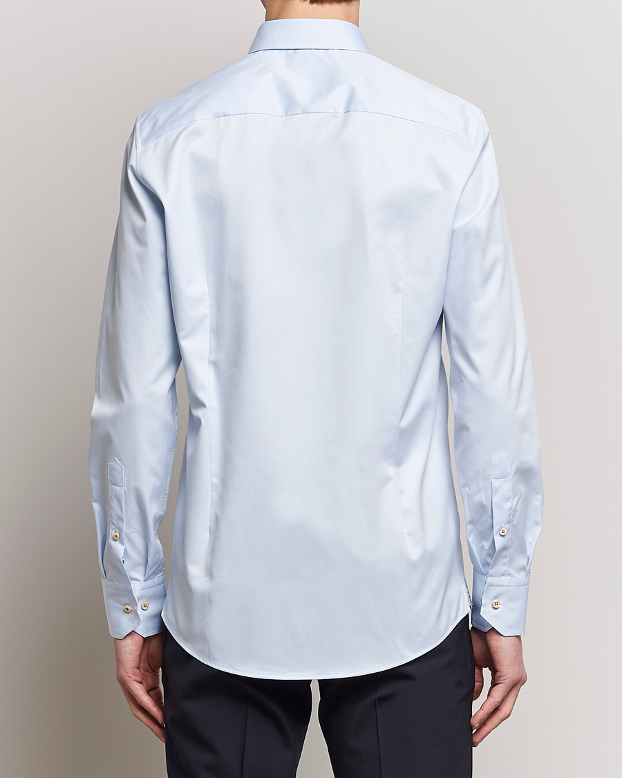 Herre | Skjorter | Stenströms | Slimline Cut Away Flower Contrast Shirt Light Blue