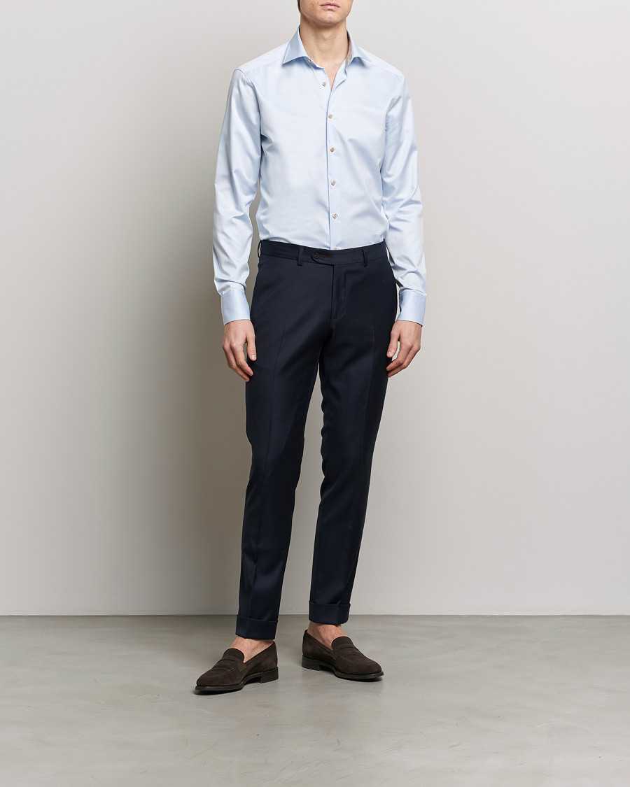 Herre | Lojalitetstilbud | Stenströms | Slimline Multi Stripe Contrast Cut Away Shirt Light Blue