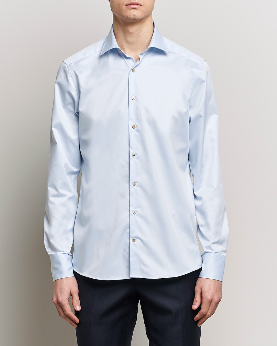 Herre | Skjorter | Stenströms | Slimline Multi Stripe Contrast Cut Away Shirt Light Blue