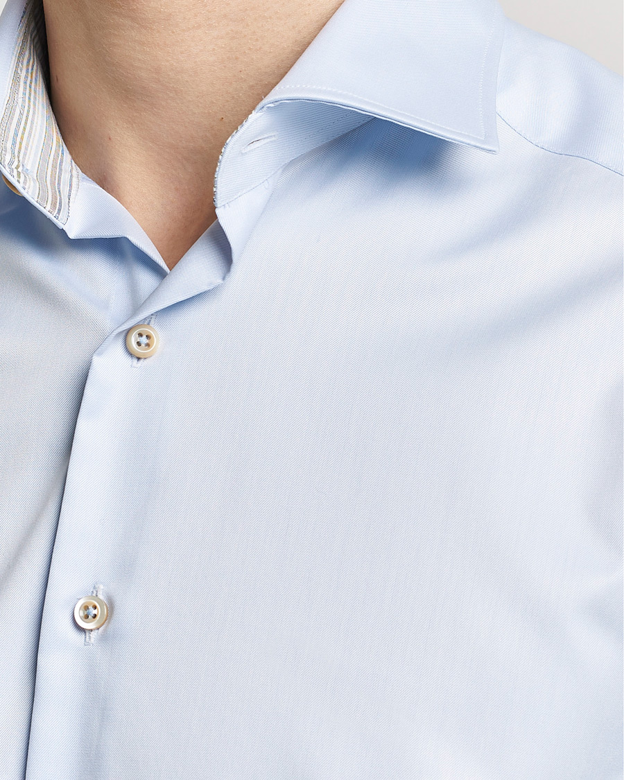 Herre | Skjorter | Stenströms | Slimline Multi Stripe Contrast Cut Away Shirt Light Blue
