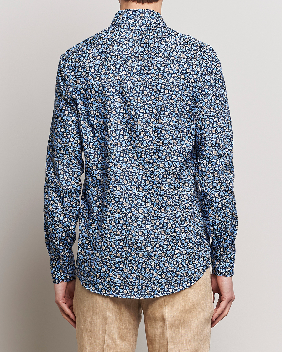 Herre | Skjorter | Stenströms | Slimline Cut Away Printed Flower Shirt Navy