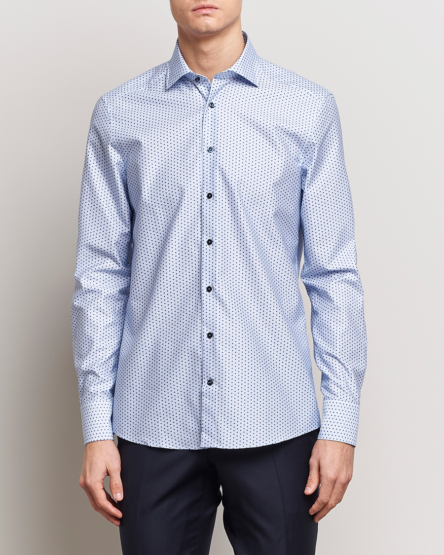 Herre | Skjorter | Stenströms | Slimline Cut Away Small Flower Print Shirt Blue