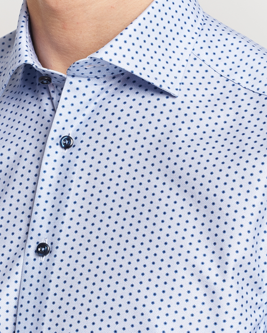 Herre | Skjorter | Stenströms | Slimline Cut Away Small Flower Print Shirt Blue