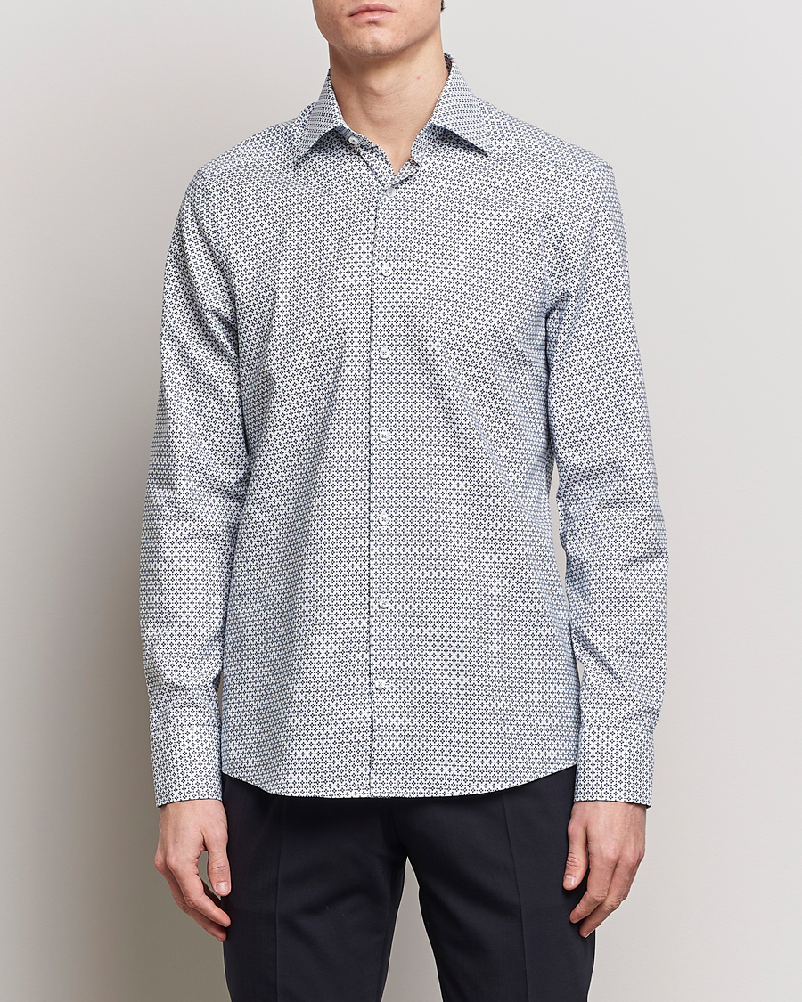 Herre | Skjorter | Stenströms | Slimline Cut Away All Over Print Shirt White