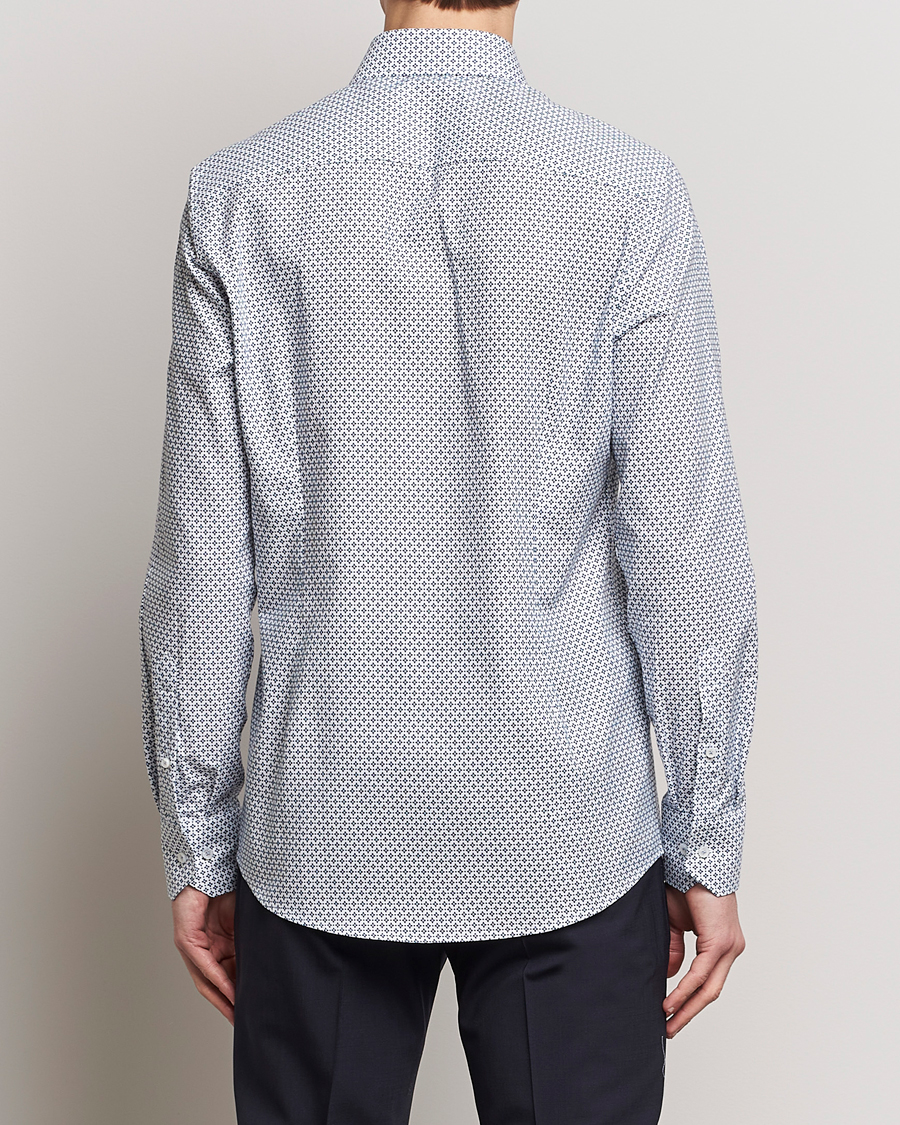 Herre | Skjorter | Stenströms | Slimline Cut Away All Over Print Shirt White