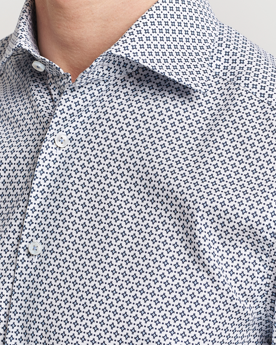 Herre | Skjorter | Stenströms | Slimline Cut Away All Over Print Shirt White