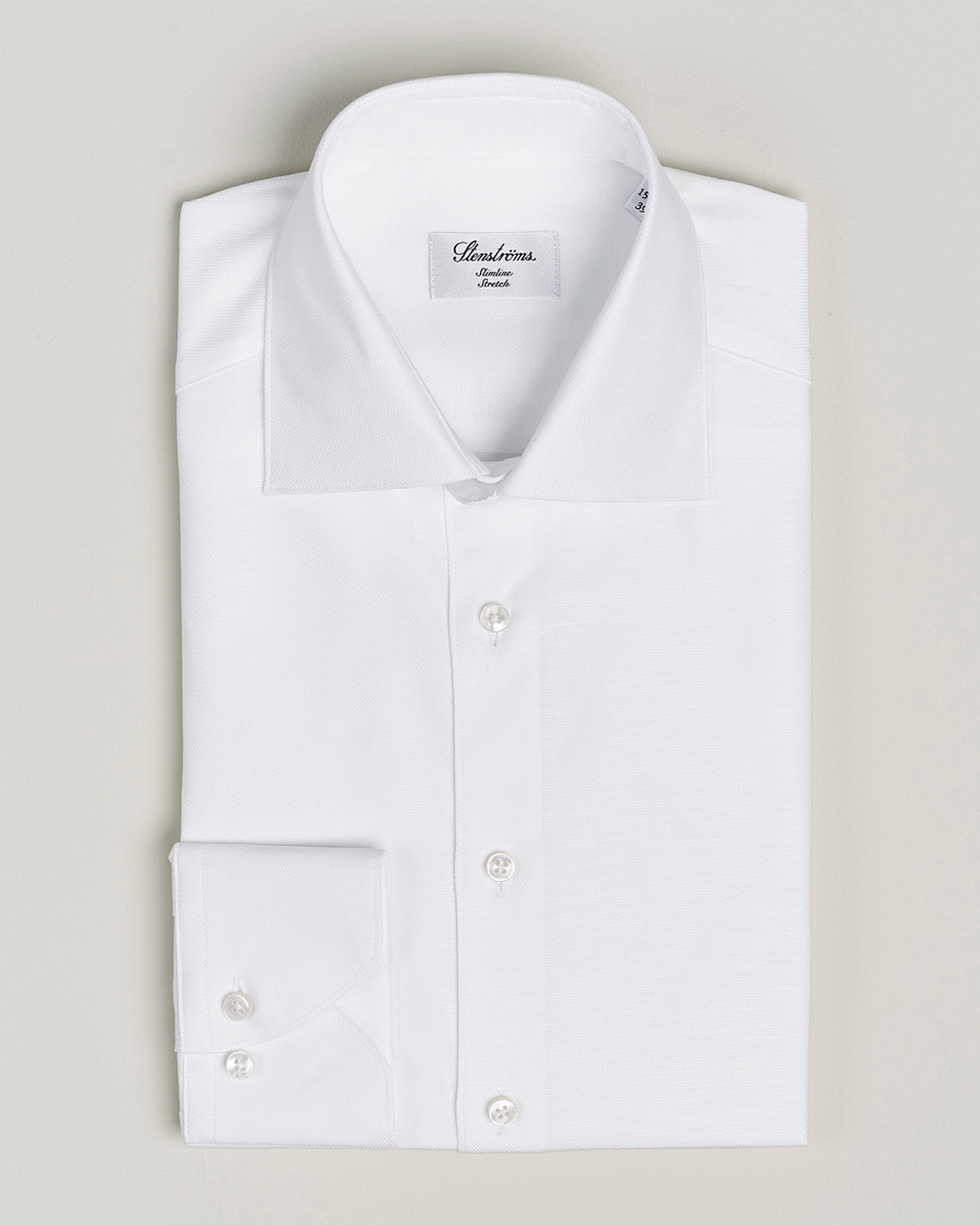 Herre | Skjorter | Stenströms | Slimline Cotton/Linen Cut Away Shirt White