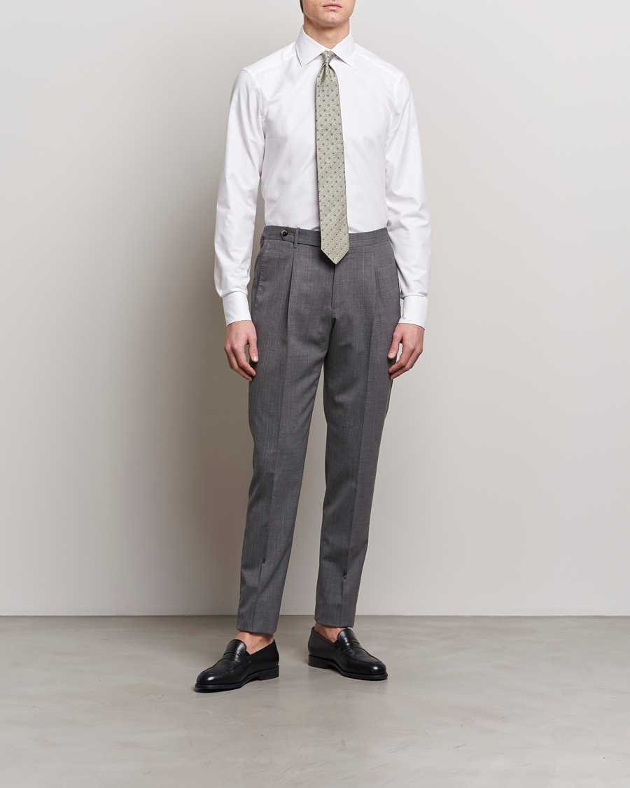 Herre | Businesskjorter | Stenströms | Slimline Cotton/Linen Cut Away Shirt White