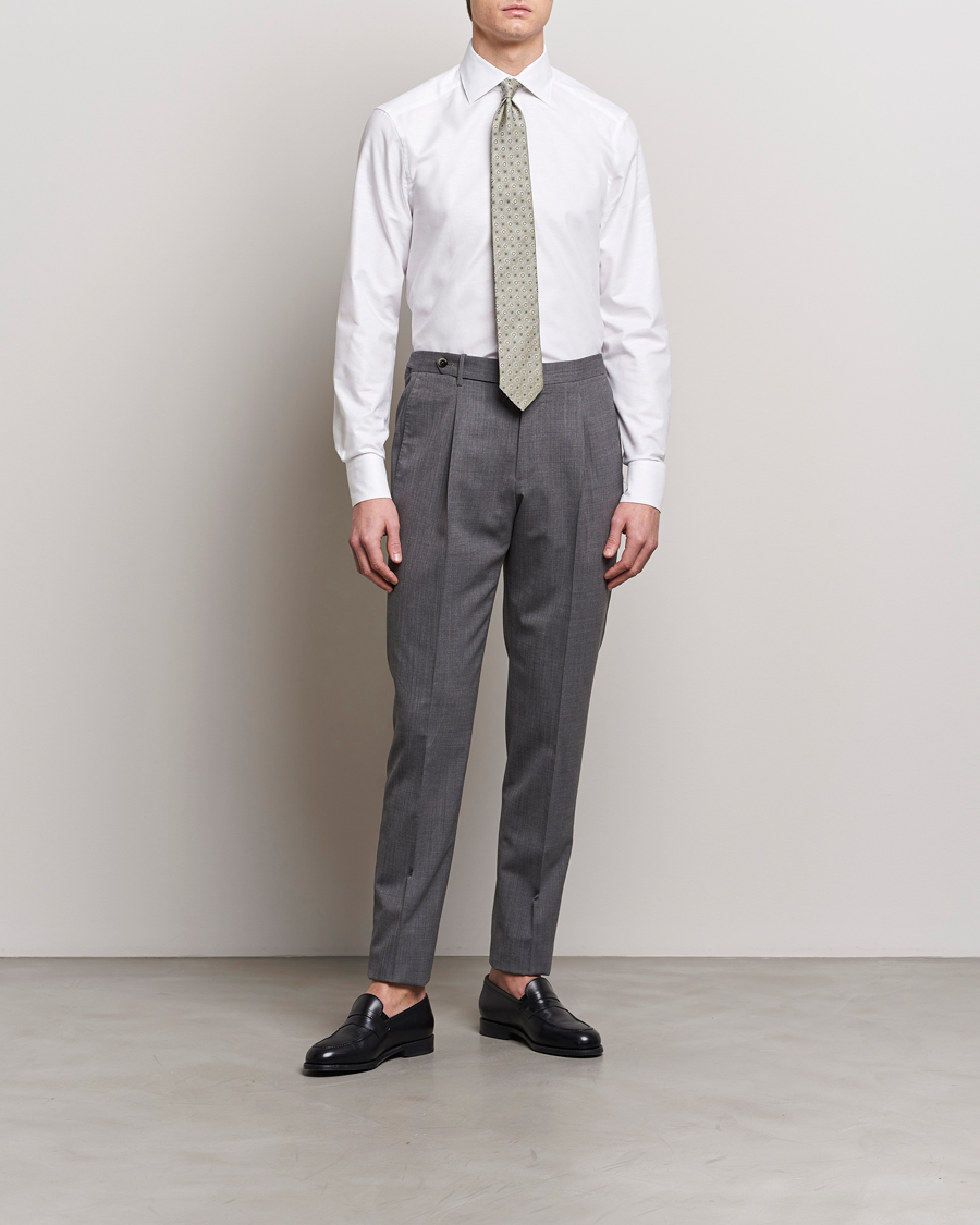 Herre | Skjorter | Stenströms | Slimline Cotton/Linen Cut Away Shirt White