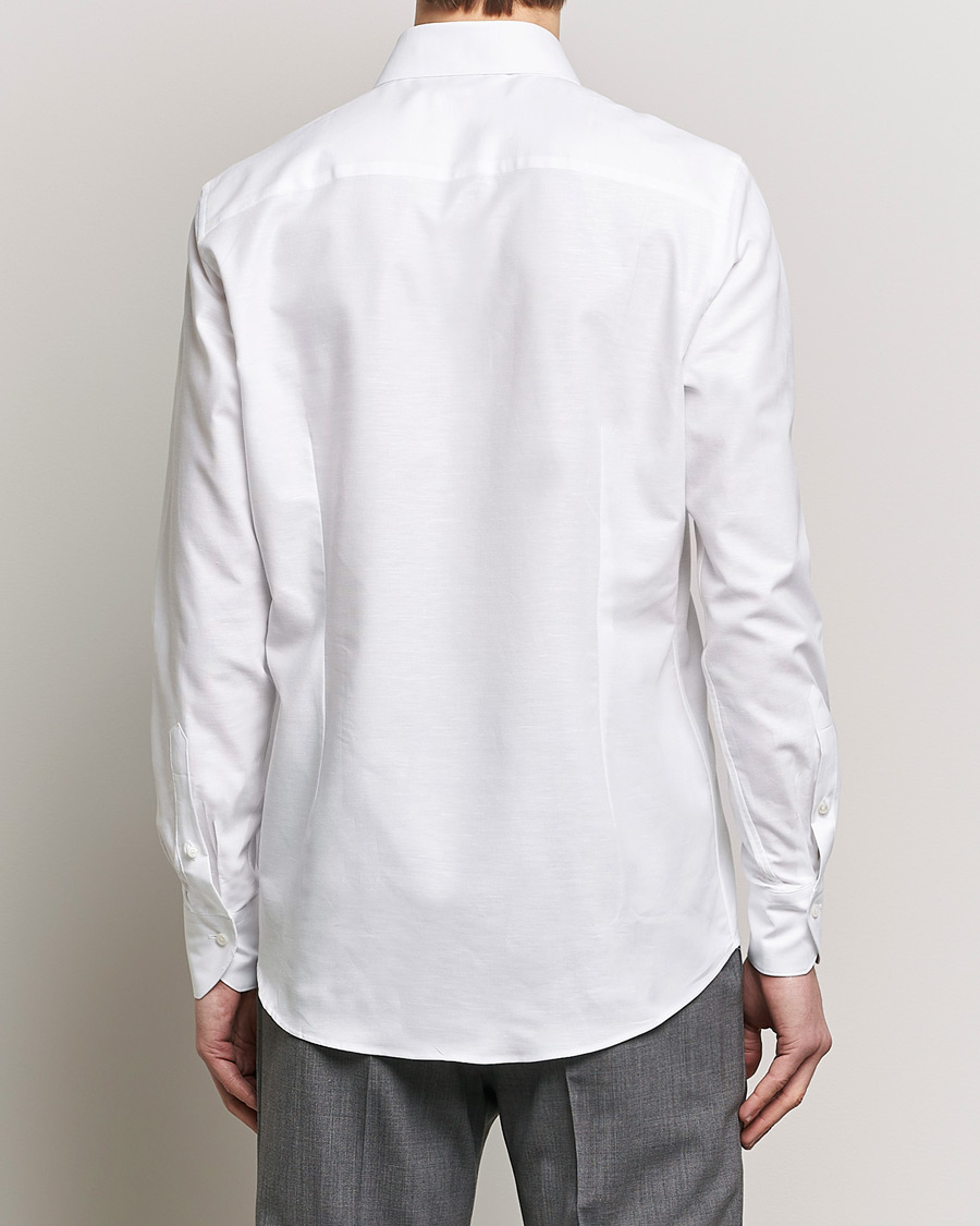 Herre | Skjorter | Stenströms | Slimline Cotton/Linen Cut Away Shirt White