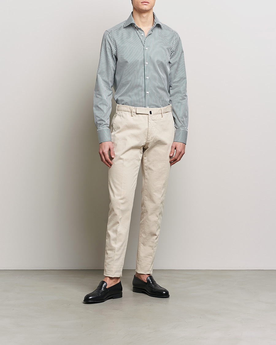 Herre | Formelle | Stenströms | Slimline Cut Away Striped Shirt Green