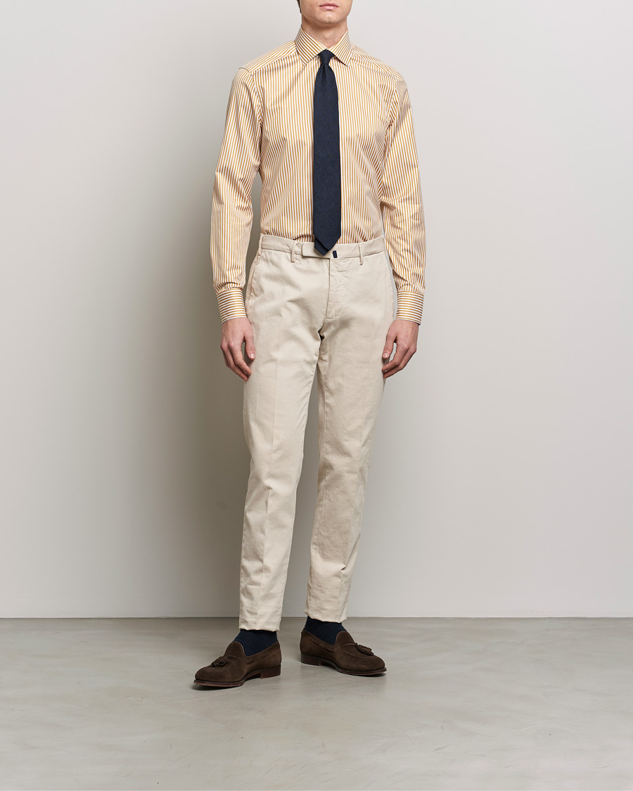 Herr | Formella | Stenströms | Slimline Cut Away Striped Shirt Yellow