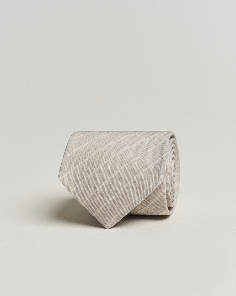 Herre | Stenströms Striped Cotton/Wool Tie Grey | Stenströms | Striped Cotton/Wool Tie Grey