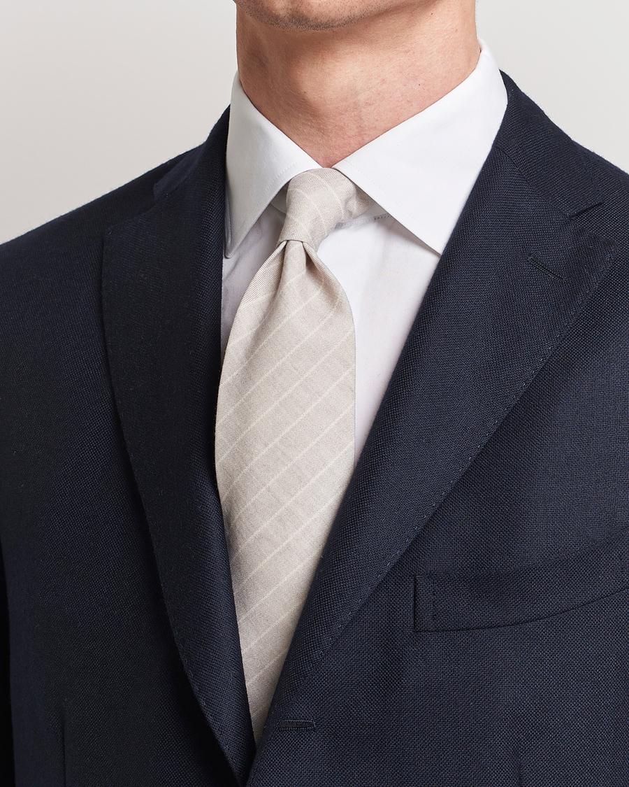 Herre | Tilbehør | Stenströms | Striped Cotton/Wool Tie Grey