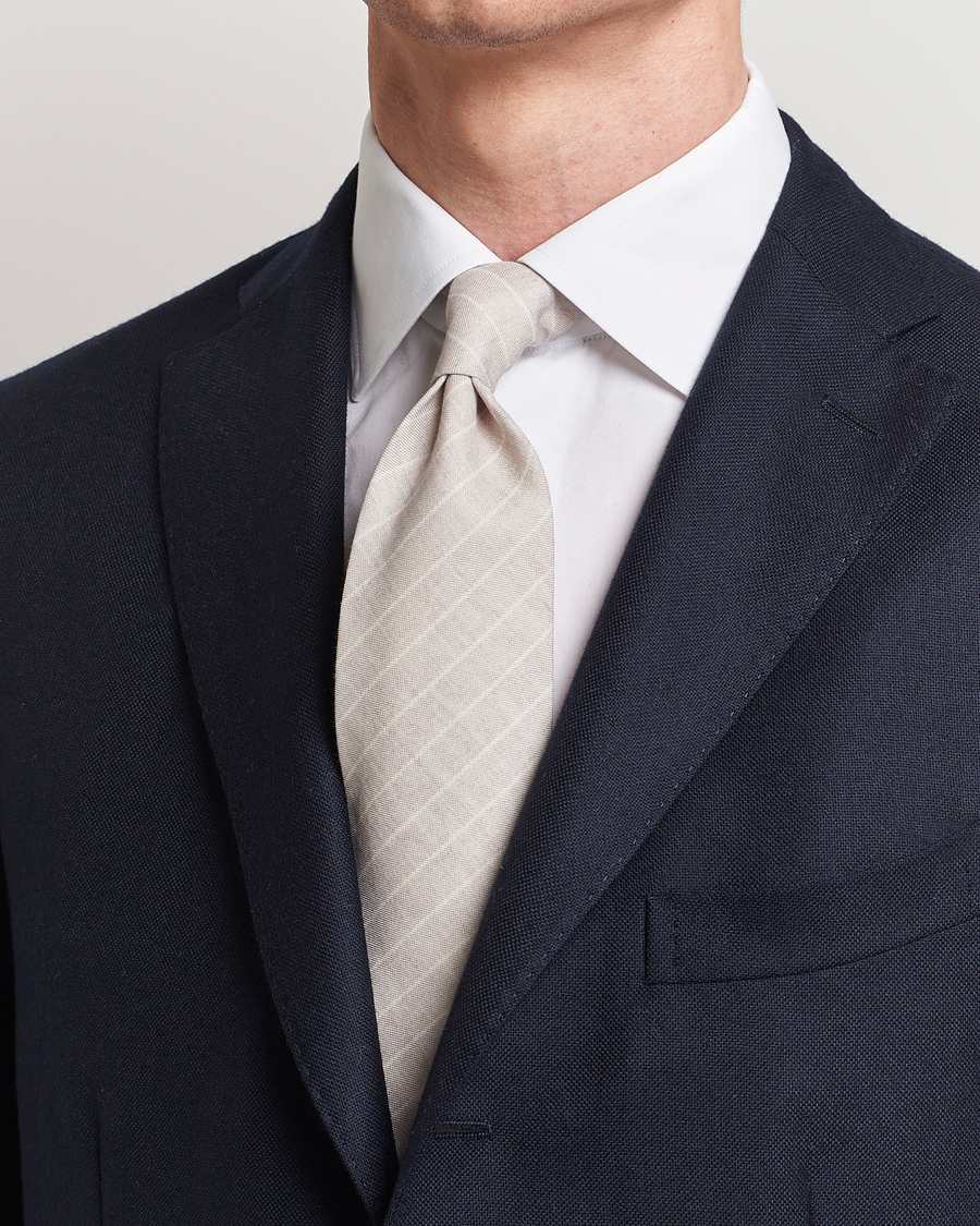 Herre | Stenströms Striped Cotton/Wool Tie Grey | Stenströms | Striped Cotton/Wool Tie Grey