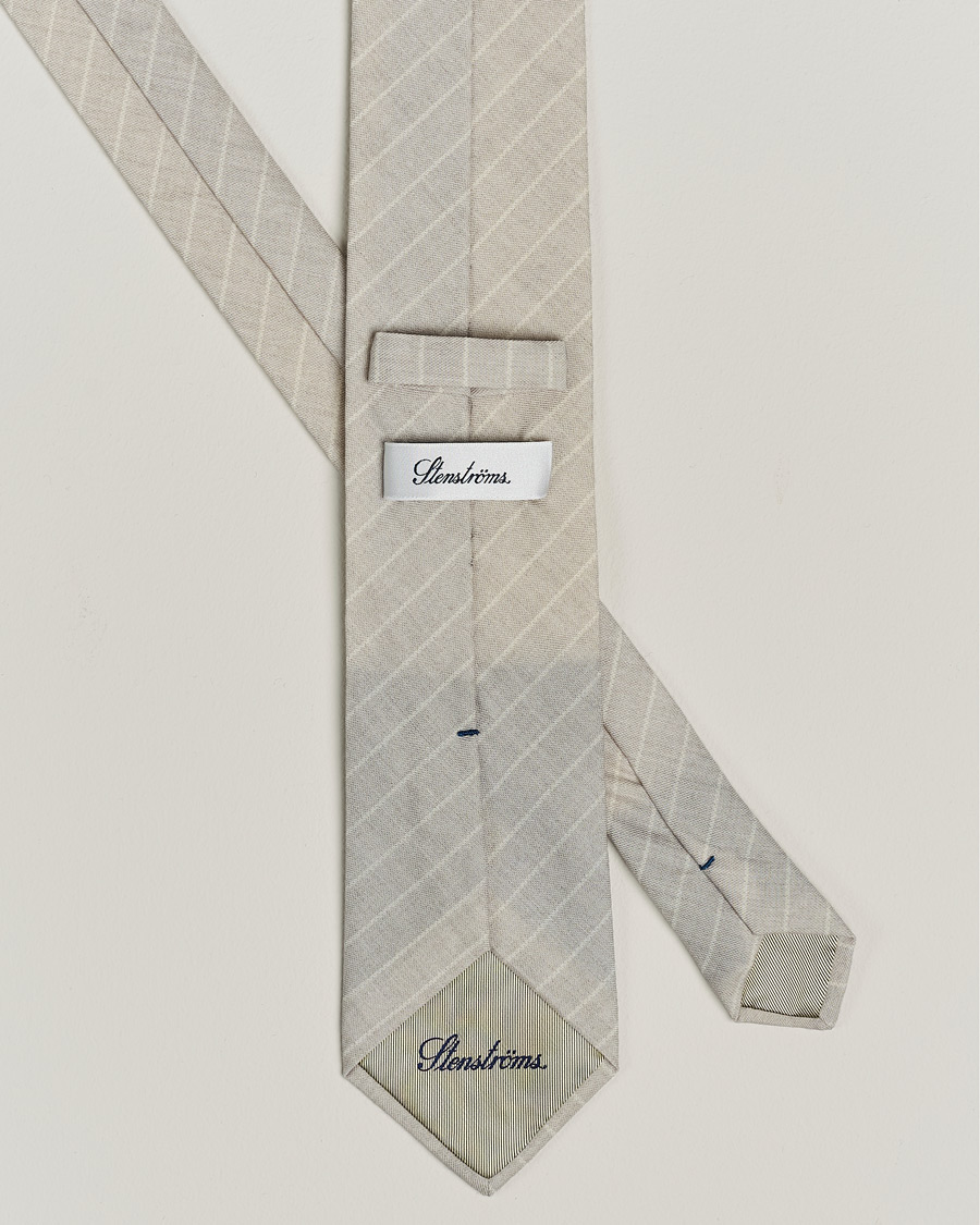 Herre | Stenströms Striped Cotton/Wool Tie Grey | Stenströms | Striped Cotton/Wool Tie Grey