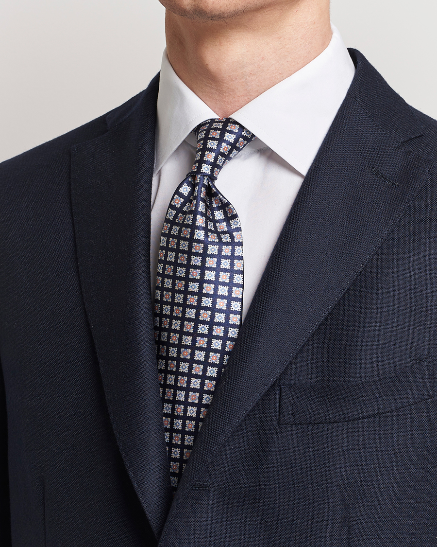 Herre | Stenströms | Stenströms | Printed Silk Tie Navy