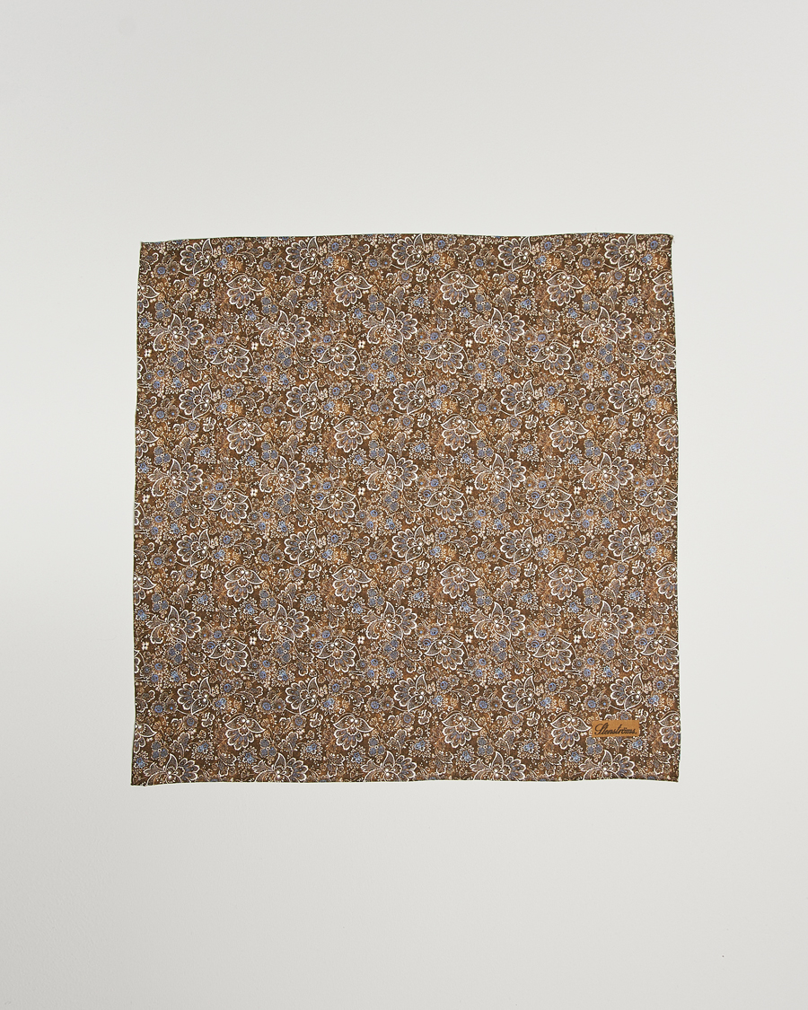 Herre | Stenströms Flower Printed Linen Bandana Brown | Stenströms | Flower Printed Linen Bandana Brown