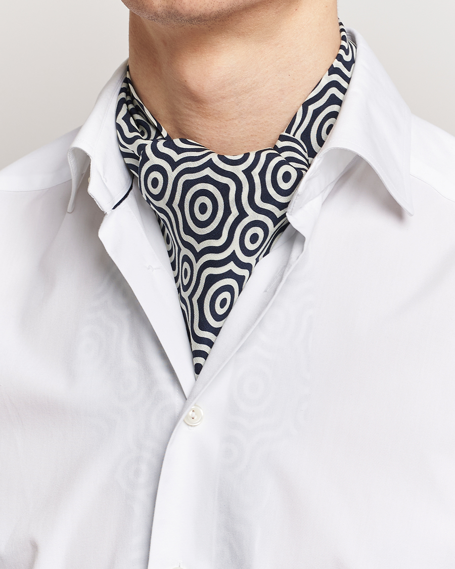 Herre | Lojalitetstilbud | Stenströms | Silk Printed Ascot White/Navy