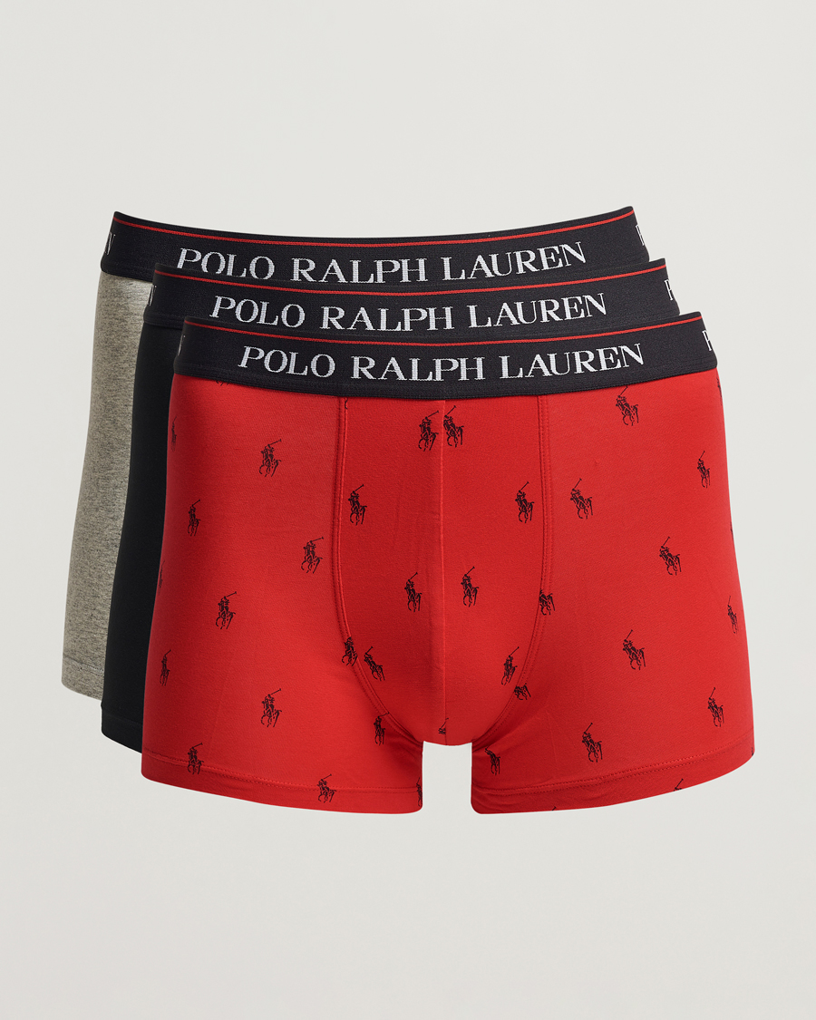Herre | Undertøy | Polo Ralph Lauren | 3-Pack Cotton Stretch Trunk Heather/Red PP/Black