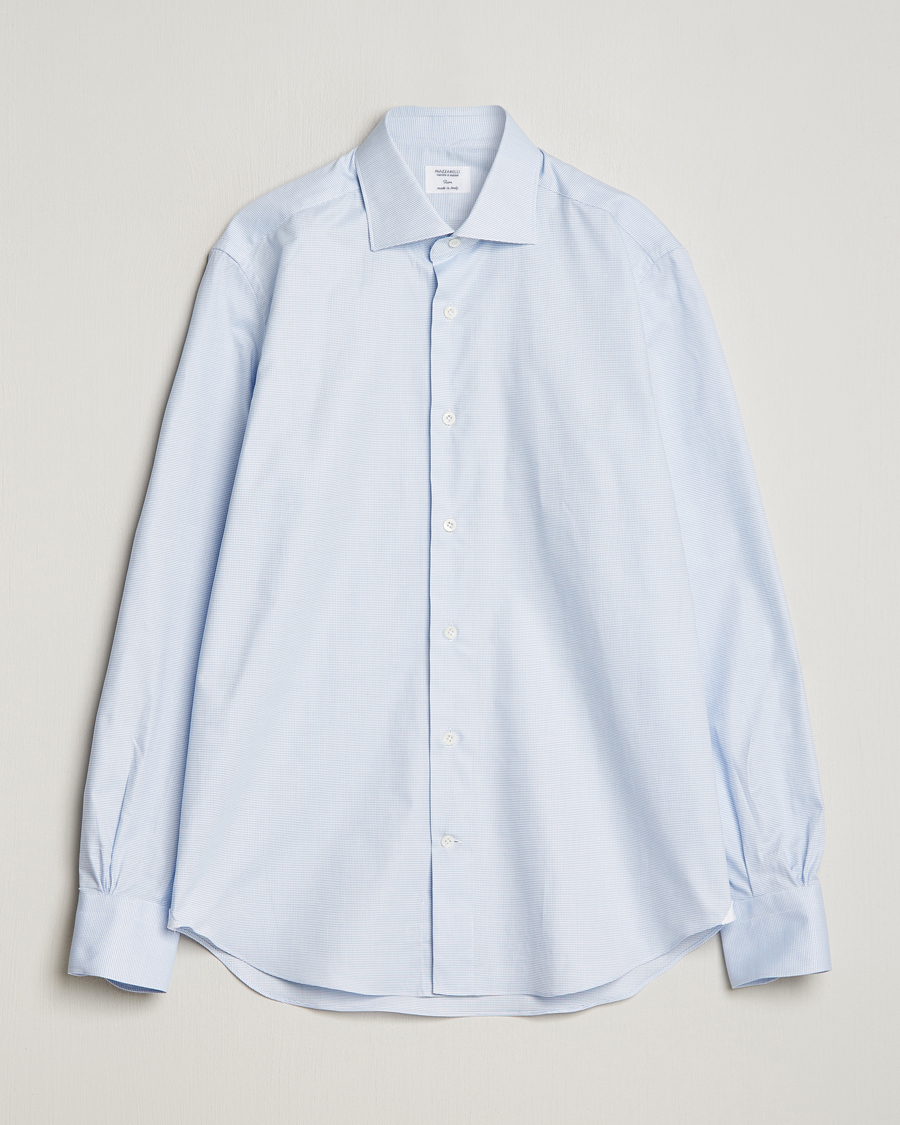 Herre | Skjorter | Mazzarelli | Soft Cotton Cut Away Shirt Light Blue