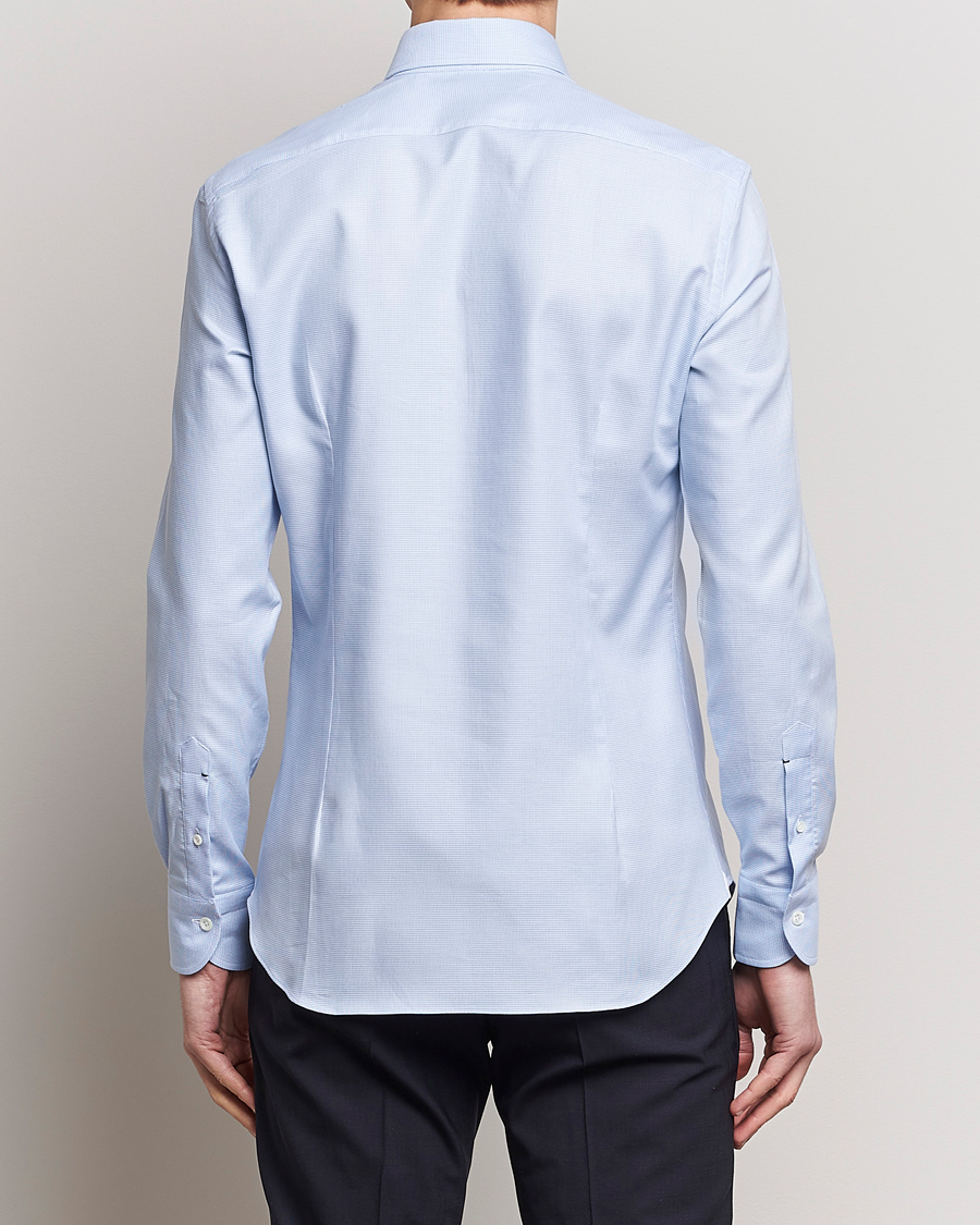 Herre | Skjorter | Mazzarelli | Soft Cotton Texture Button Down Shirt Light Blue