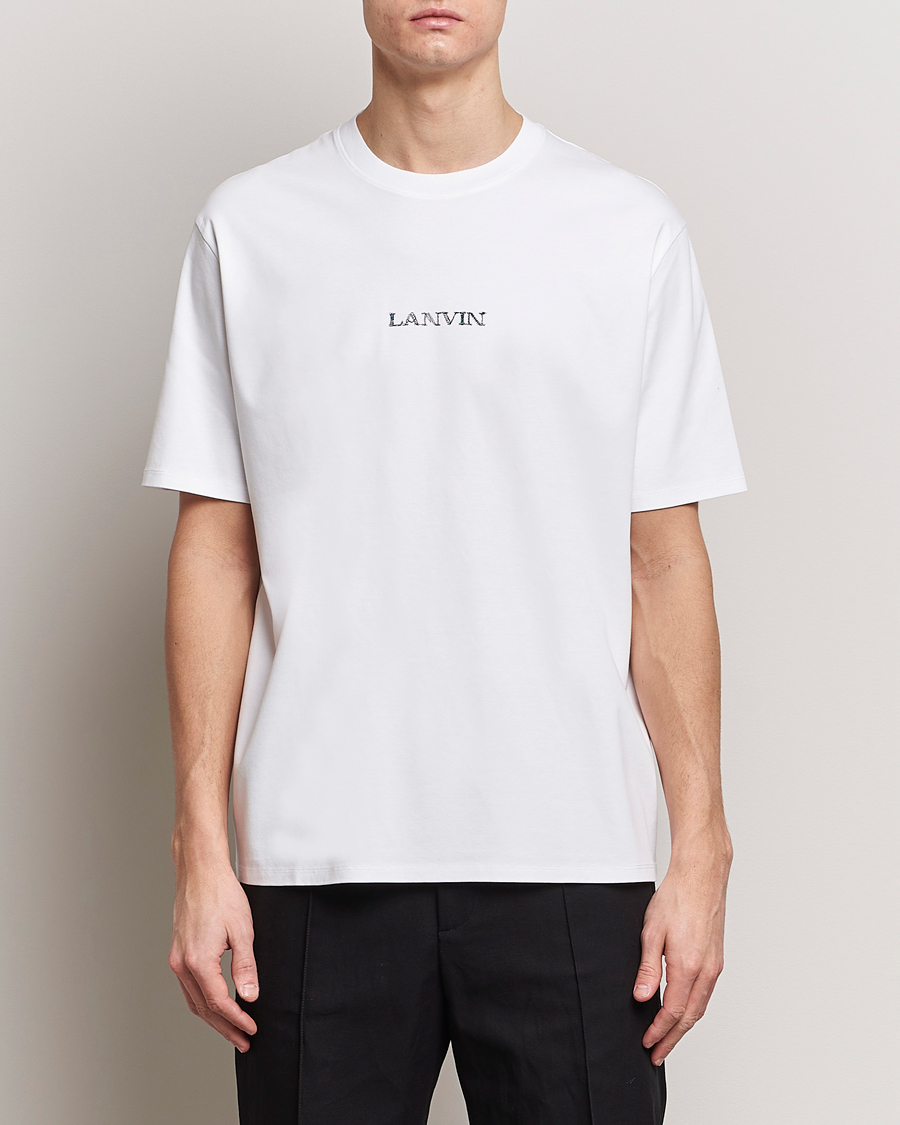 Herre | T-Shirts | Lanvin | Embroidered Logo T-Shirt White