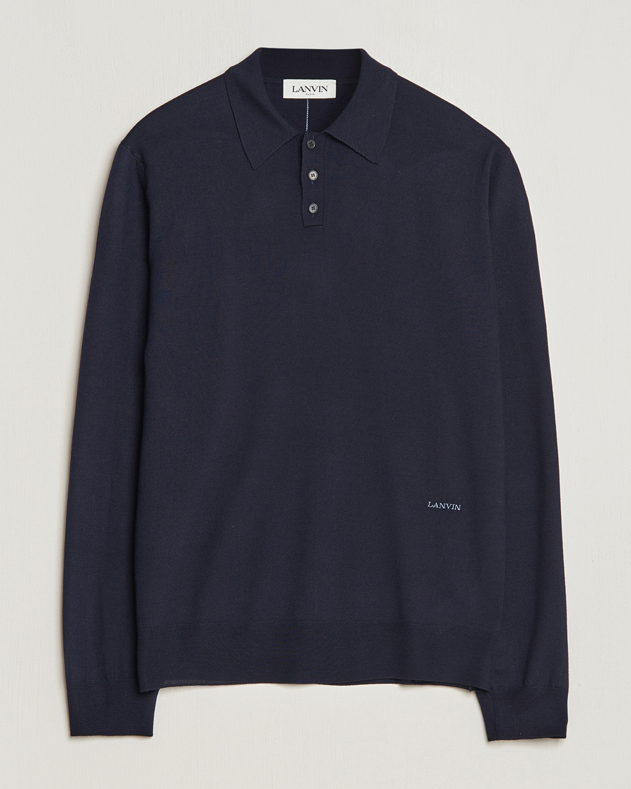 Herre | Gensere | Lanvin | Merino Wool Knitted Polo Thunder