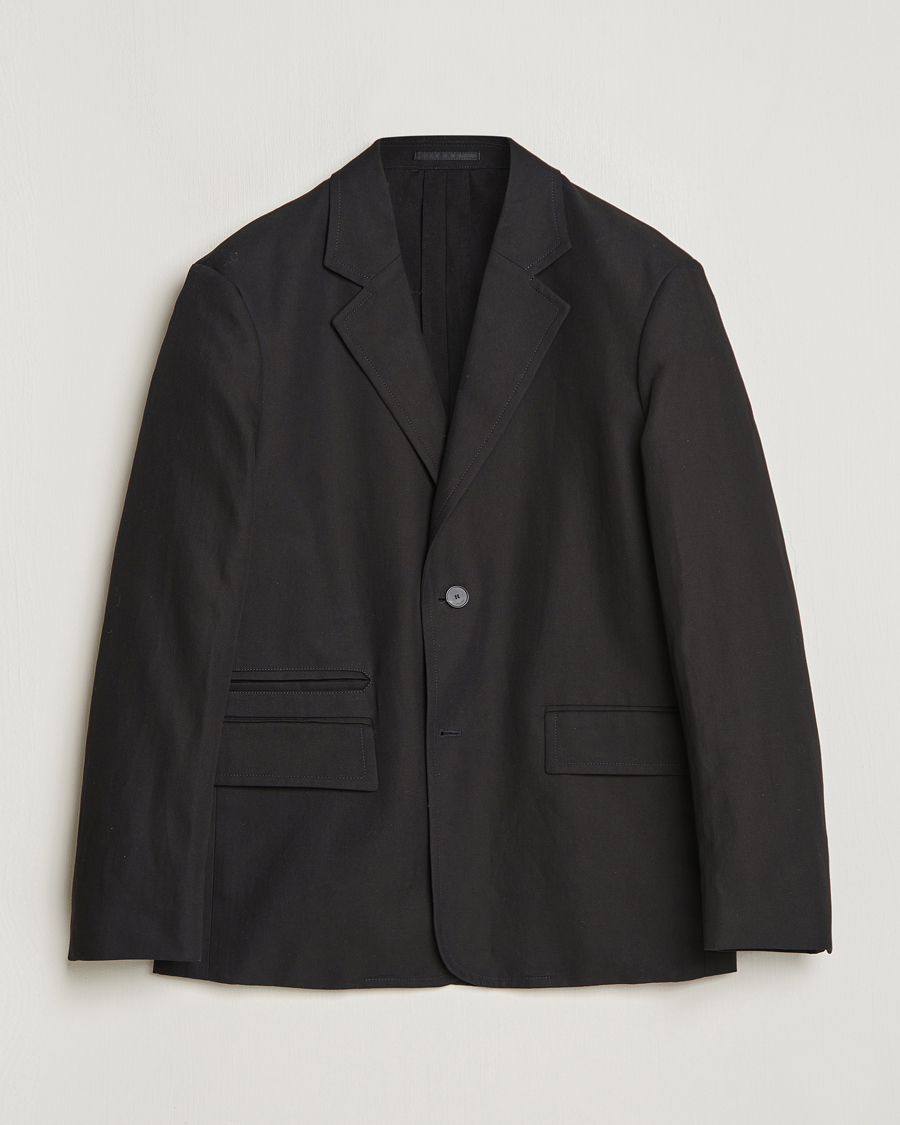 Herre | Dressjakker | Lanvin | Deconstructed Cotton/Linen Blazer Black