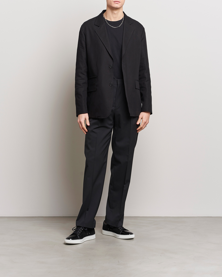 Herre | Dressjakker | Lanvin | Deconstructed Cotton/Linen Blazer Black