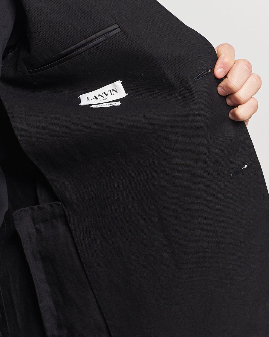 Herre | Dressjakker | Lanvin | Deconstructed Cotton/Linen Blazer Black
