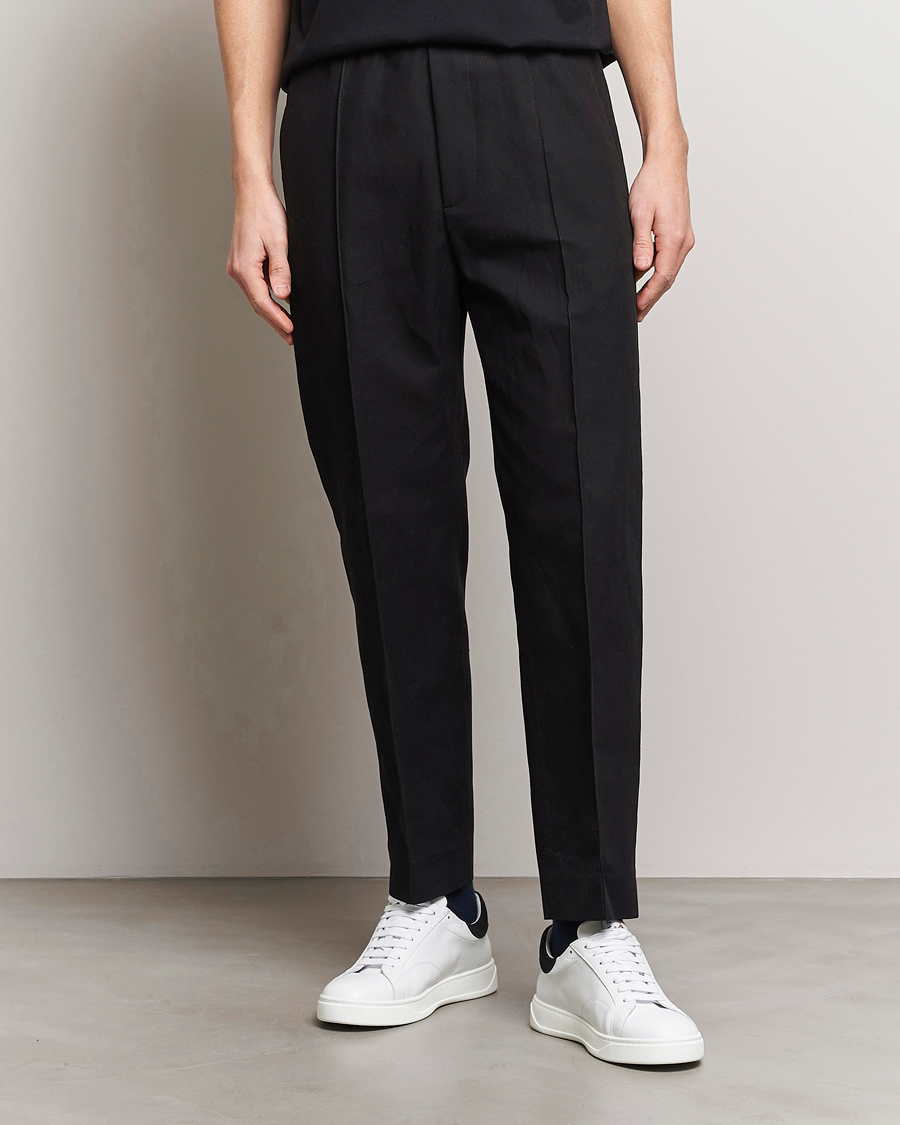 Herre | Bukser | Lanvin | Cotton/Linen Drawstring Trousers Black