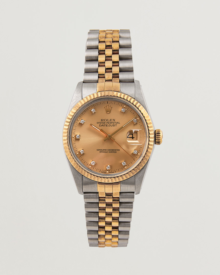 Herre | Rolex Pre-Owned Datejust 16013 Diamond Dial Silver | Rolex Pre-Owned | Datejust 16013 Diamond Dial Silver
