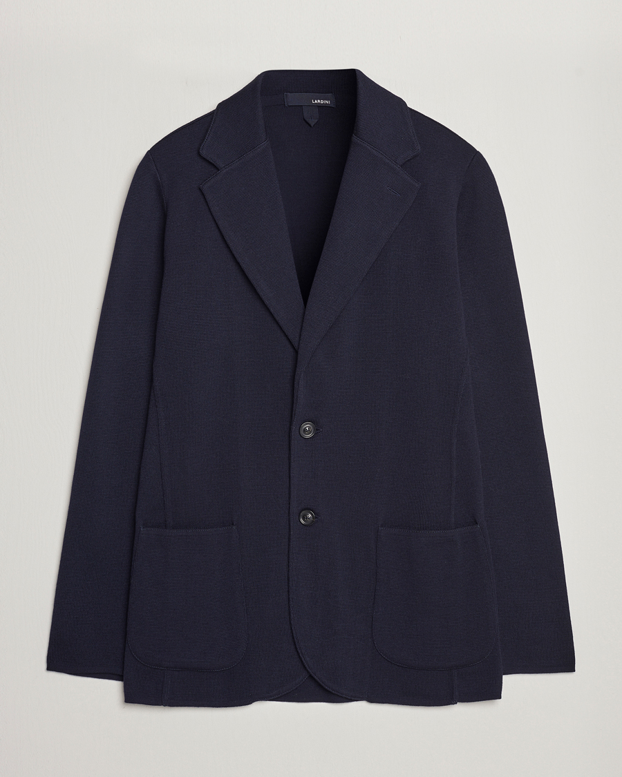 Herre | Dressjakker | Lardini | Knitted Wool Blazer Navy