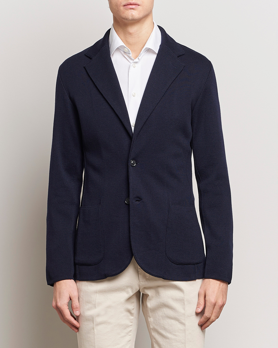 Herre | Klær | Lardini | Knitted Wool Blazer Navy