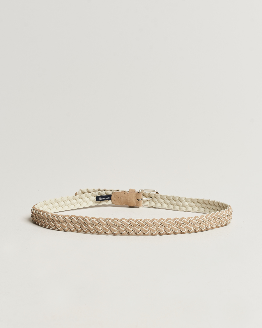 Herre | Anderson's Woven Suede Mix Belt 3 cm Beige | Anderson's | Woven Suede Mix Belt 3 cm Beige