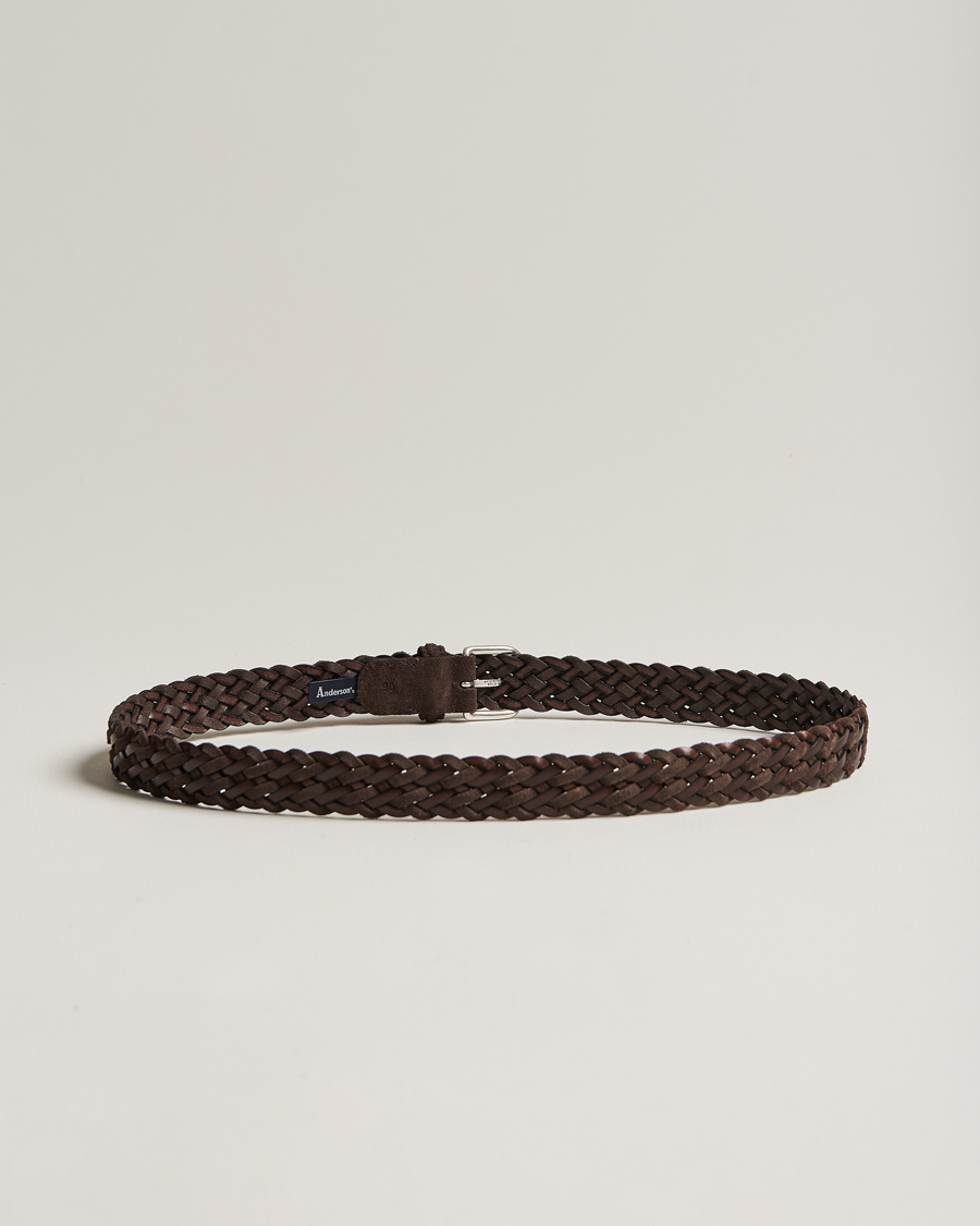 Herre | Avdelinger | Anderson's | Woven Suede/Leather Belt 3 cm Dark Brown