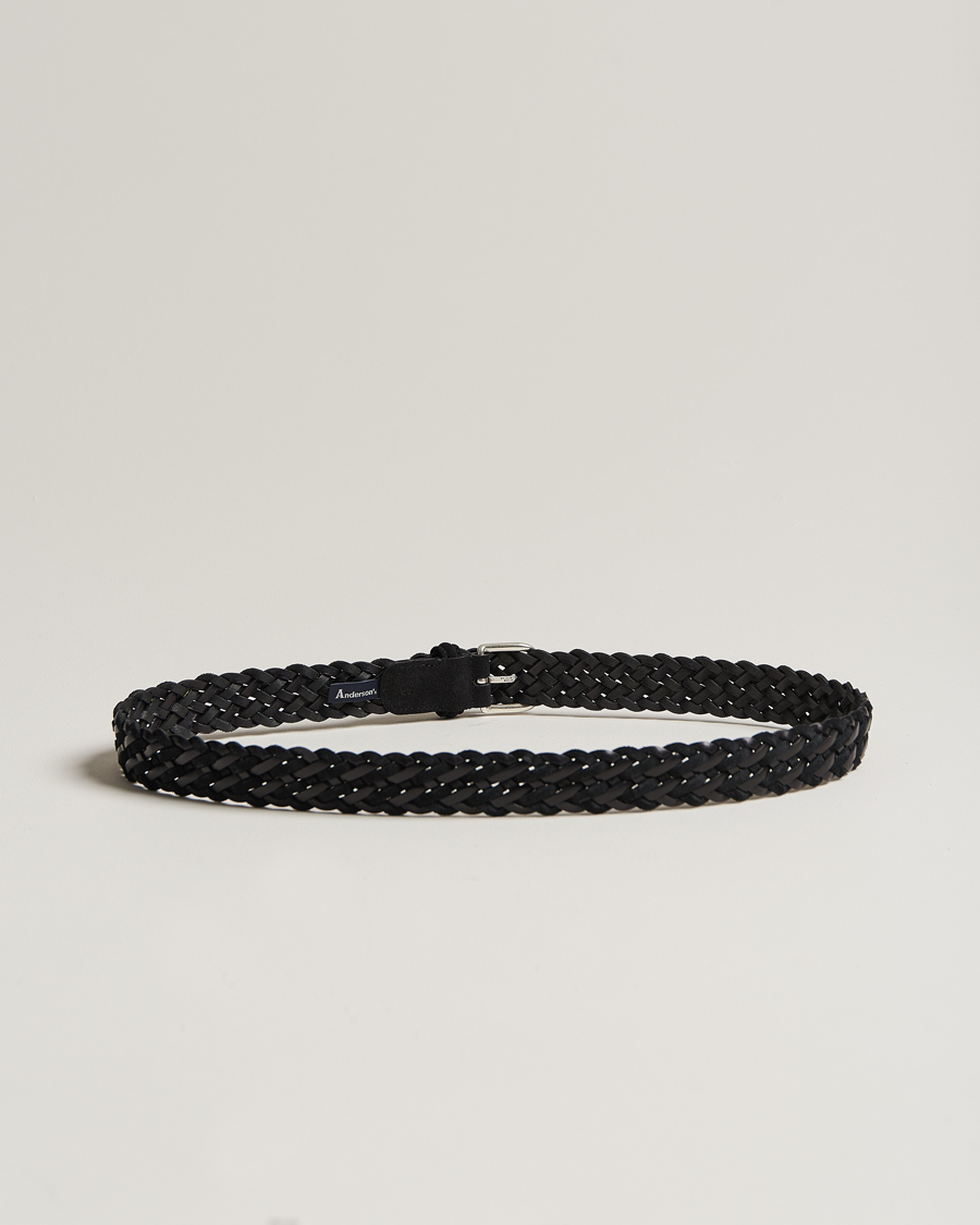 Herre | Avdelinger | Anderson's | Woven Suede/Leather Belt 3 cm Black