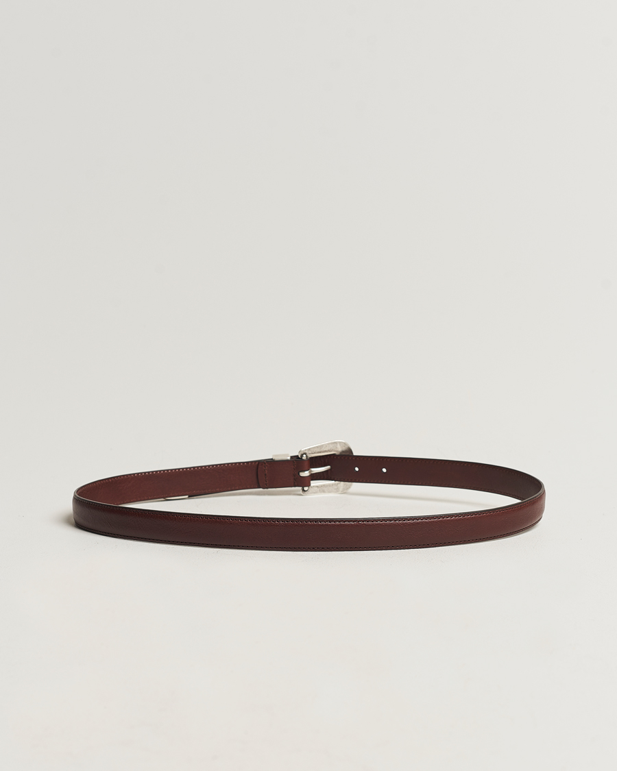 Herre | Personal Classics | Anderson's | Grained Western Leather Belt 2,5 cm Dark Brown