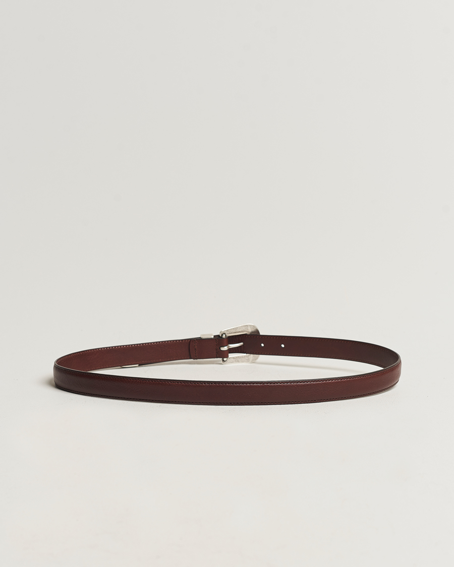 Herre | Belter | Anderson's | Grained Western Leather Belt 2,5 cm Dark Brown