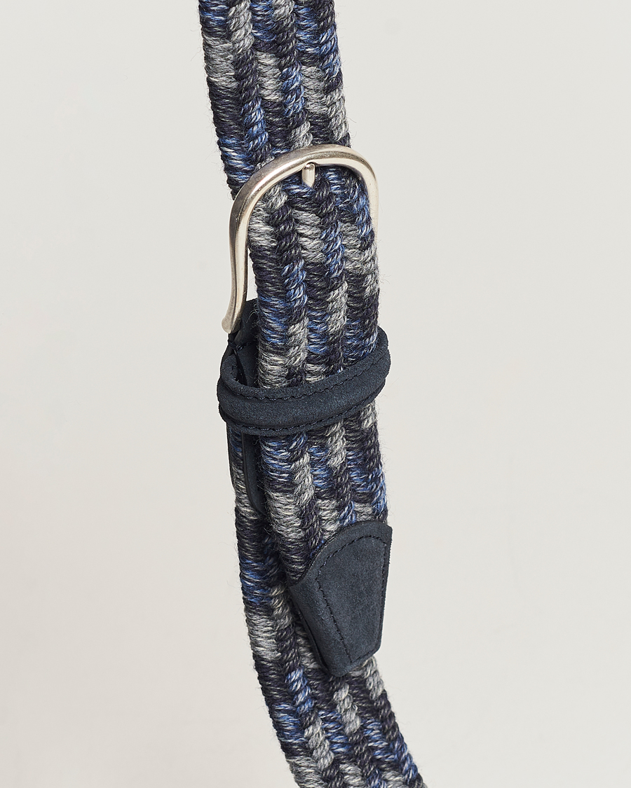Herre | Anderson's Braided Wool Belt Navy Multi | Anderson's | Braided Wool Belt Navy Multi