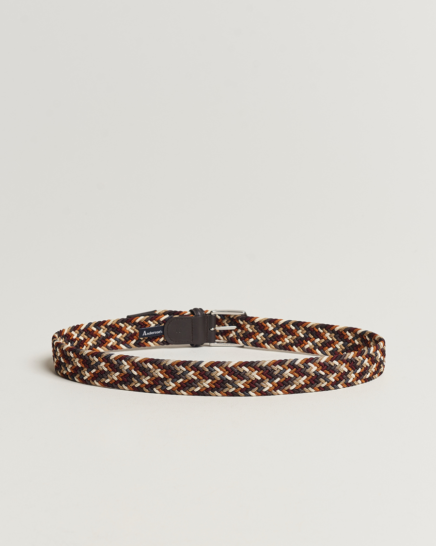 Herre | Italian Department | Anderson's | Stretch Woven 3,5 cm Belt Multi Brown