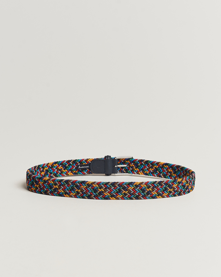 Herre |  | Anderson's | Stretch Woven 3,5 cm Belt Dark Multi