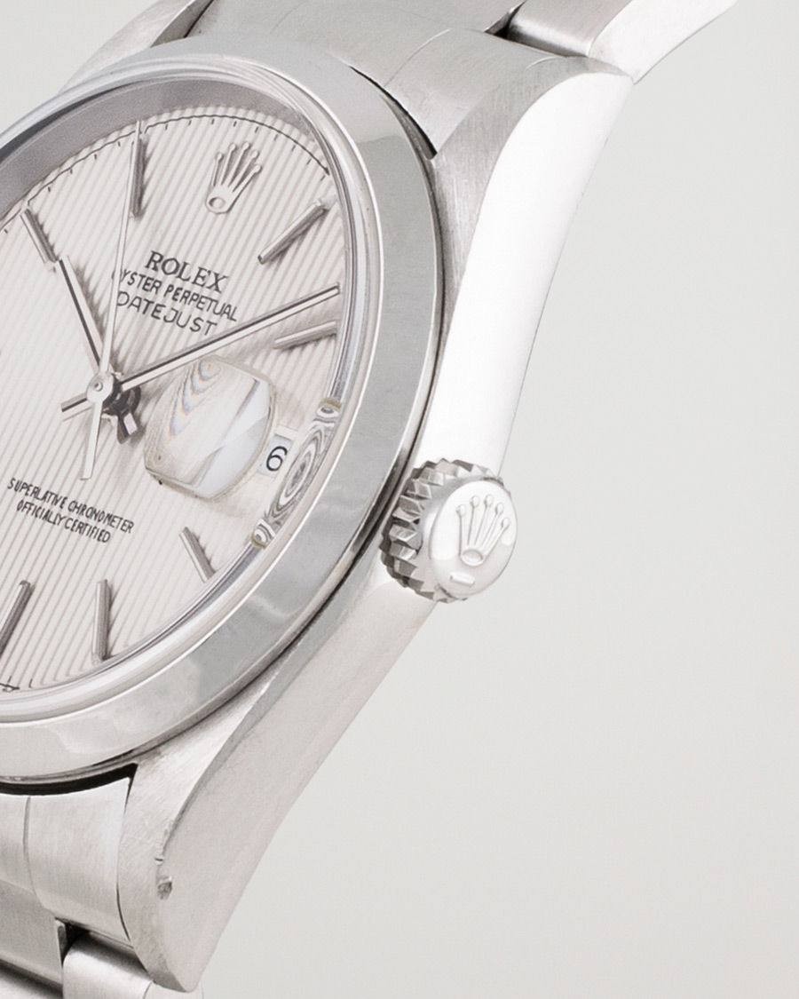 Herre | Rolex Pre-Owned Datejust 16200 Oyster Perpetual Steel White Silver | Rolex Pre-Owned | Datejust 16200 Oyster Perpetual Steel White Silver